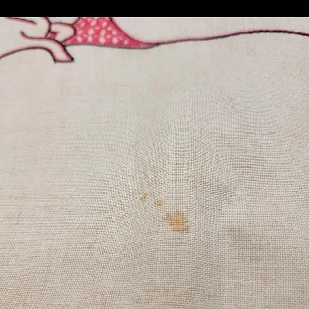 Antique Victorian Linen Table Cloth Size 33×35 Small Stains